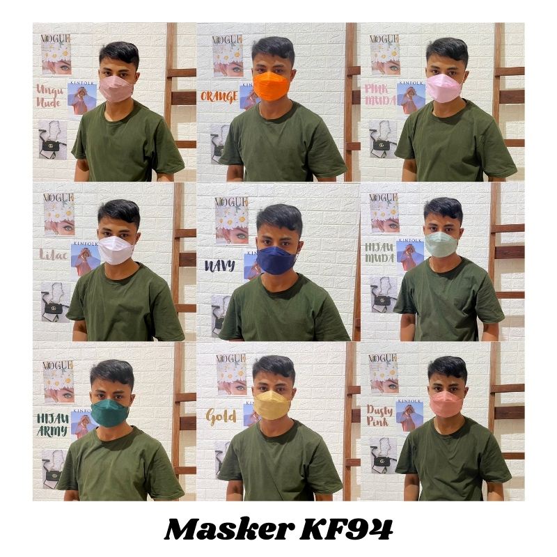 Rc [isi 10pcs] Masker KF94 Earloop 4ply Disposable Mask Tali Kuping Model Evo Korea warna