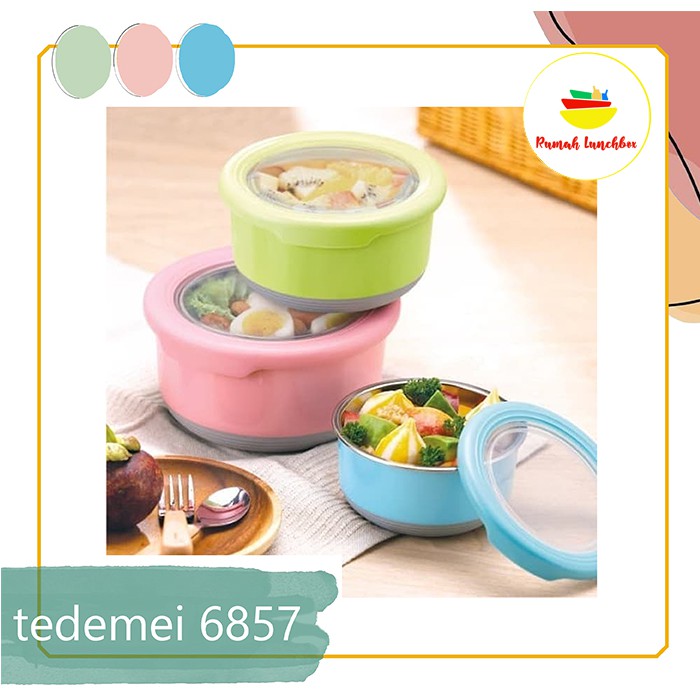 Kotak Makan Tedemei 6857 / Mangkuk Stainless Steel / BPA Free Anti Tumpah