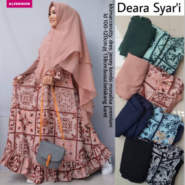 Gamis Dress Maxy Baju Muslim Wanita Set Syari Plus Khimar Busui Jumbo Melar Deara Grosir Murah Solo