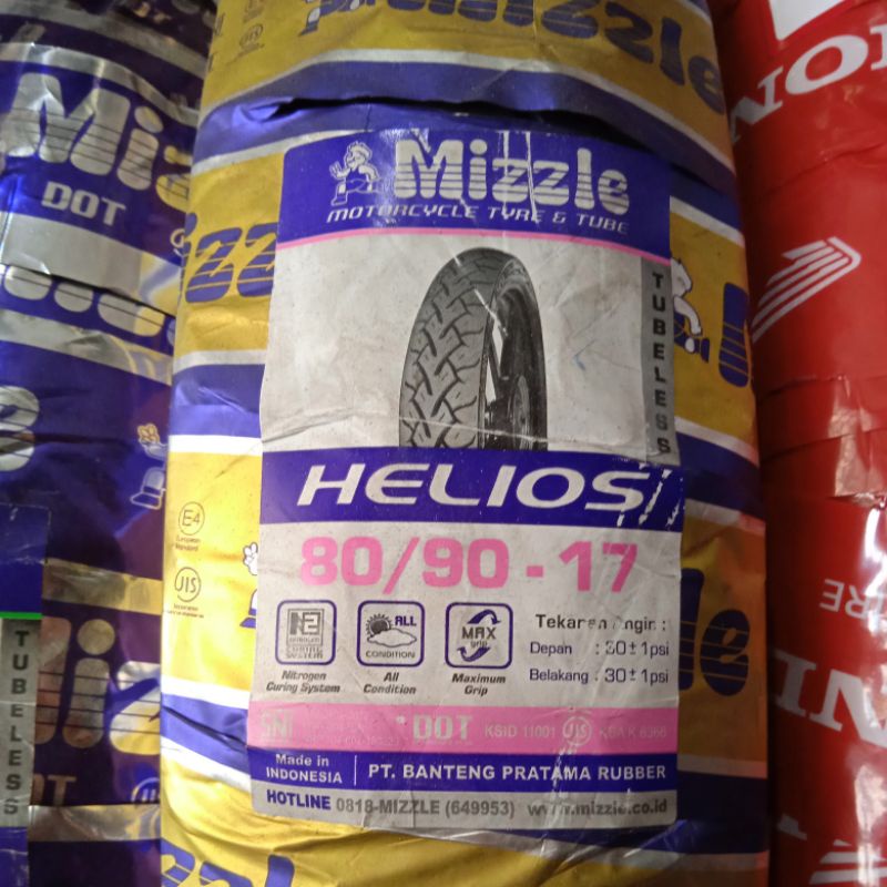 Ban Luar Merk Mizzle 80/90-17 Helios, Tubeless