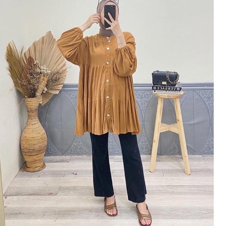 Modern.. MAUDY TUNIK CRINKLE AIRFLOW / TUNIK WANITA FULL KANCING