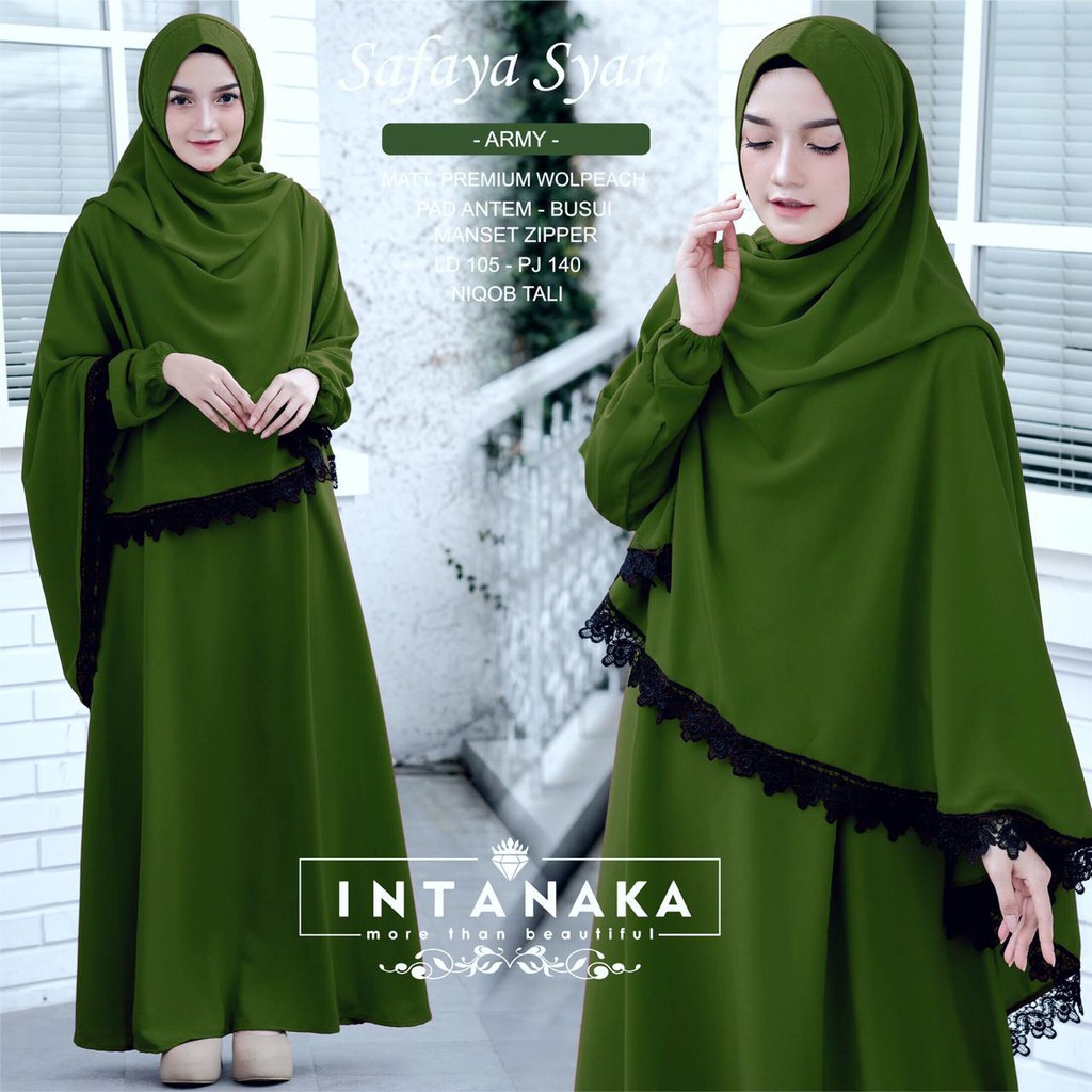 Safaya - Baju Gamis Syari Wanita Set Jilbab Cadar Busui Dress Pesta Cewek Perempuan (COD) Pet Antem