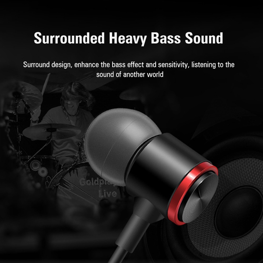 Noise Reduction Wired Headphones Microphone Subwoofer Headset In-ear Metal Sports Music Earphones With 3.5mm Jack For Android IOS