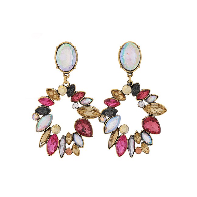 LRC Anting Tusuk Fashion Color Metal Flower Earrings A59991