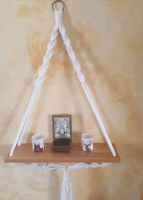 READY STOK) macrame rak kayu gantung/ Macrame ambalan/ rak buku/ Dekorasi rumah