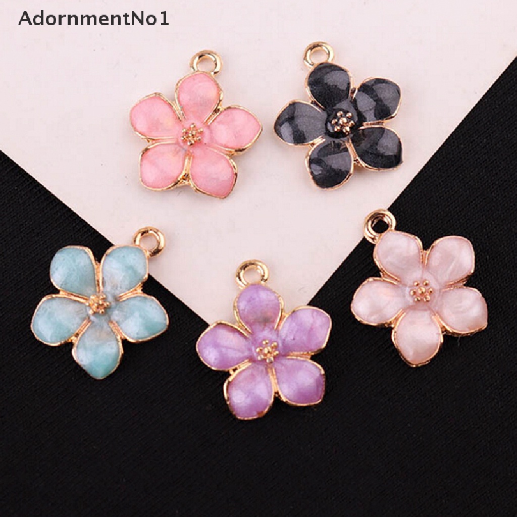 (AdornmentNo1) 10pcs / Set Liontin Bunga Enamel Bahan Alloy Untuk Membuat Perhiasan DIY