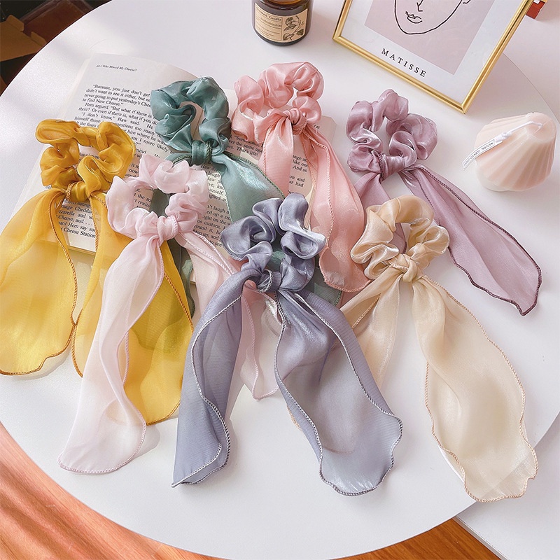 Ikat Rambut / Scrunchie Import Korea Scarf Estetik Pita Panjang