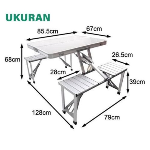 C0D NMeja Kursi Lipat Piknik Aluminium Portable Meja Makan Lipat Multifungsi Portable Picnic Table &amp; SeatsMeja Lipat Meja Makan/Meja Piknik Portable Full Aluminium