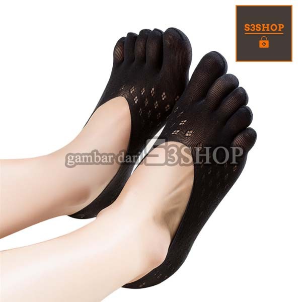 Kaos Kaki 5 Jari Invisible Hidden Socks Wanita Anti Slip Lecet Gel