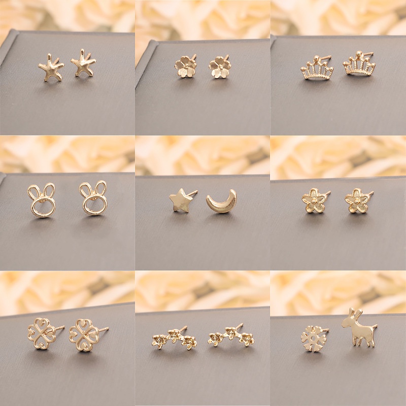 South Korea's New S925 Silver Needle Simple Mini Exquisite Earrings Female INS Trend Sweet and Lovely Temperament Creative Dangler Accessories Jewelry