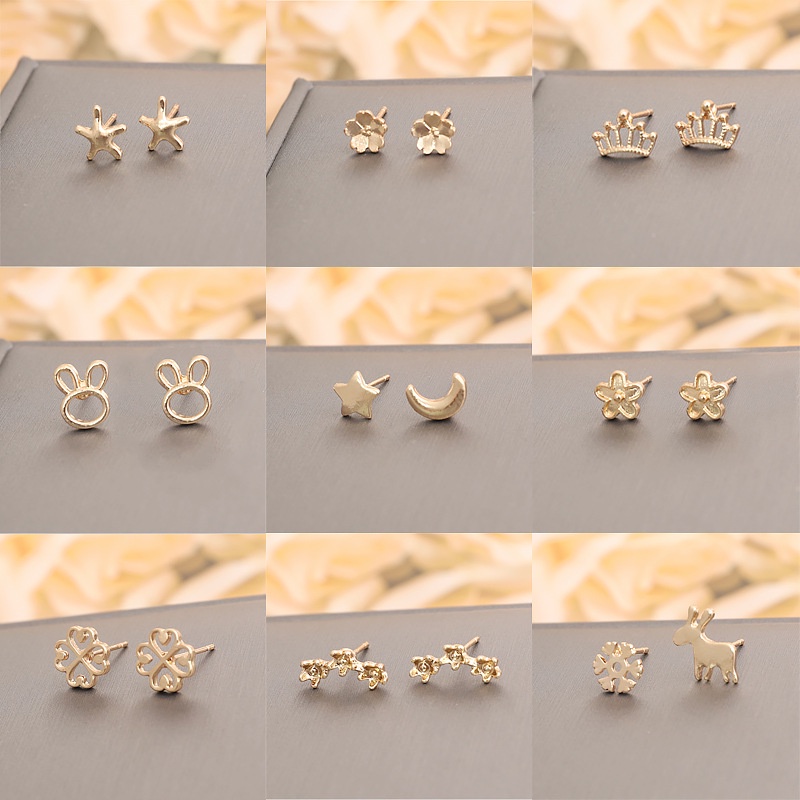 South Korea's New S925 Silver Needle Simple Mini Exquisite Earrings Female INS Trend Sweet and Lovely Temperament Creative Dangler Accessories Jewelry