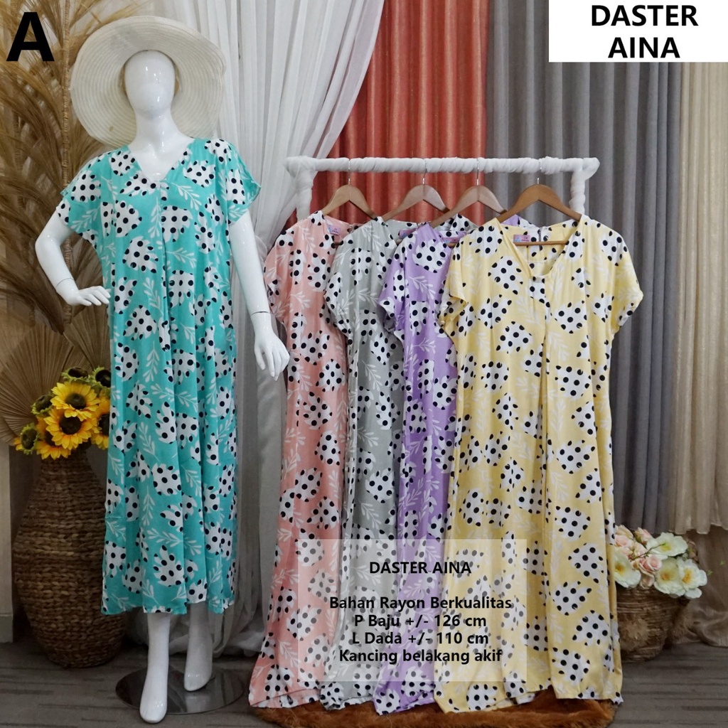 DASTER MAURA + AINA TERBARU Longdress, Lengan raglan 3/4 size fit to XL MR #dastermurah #homedress #daster terkini-1