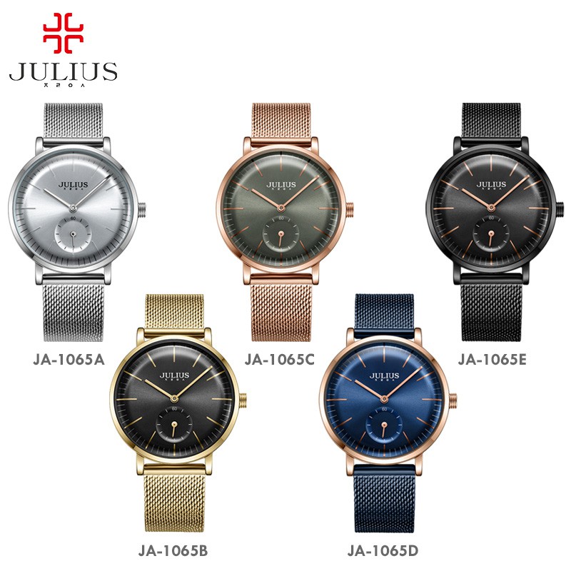 Julius JA-1065 / JA1065 ORIGINAL Jam Tangan Wanita Stainless Steel - Silver Rose Gold Blue Black