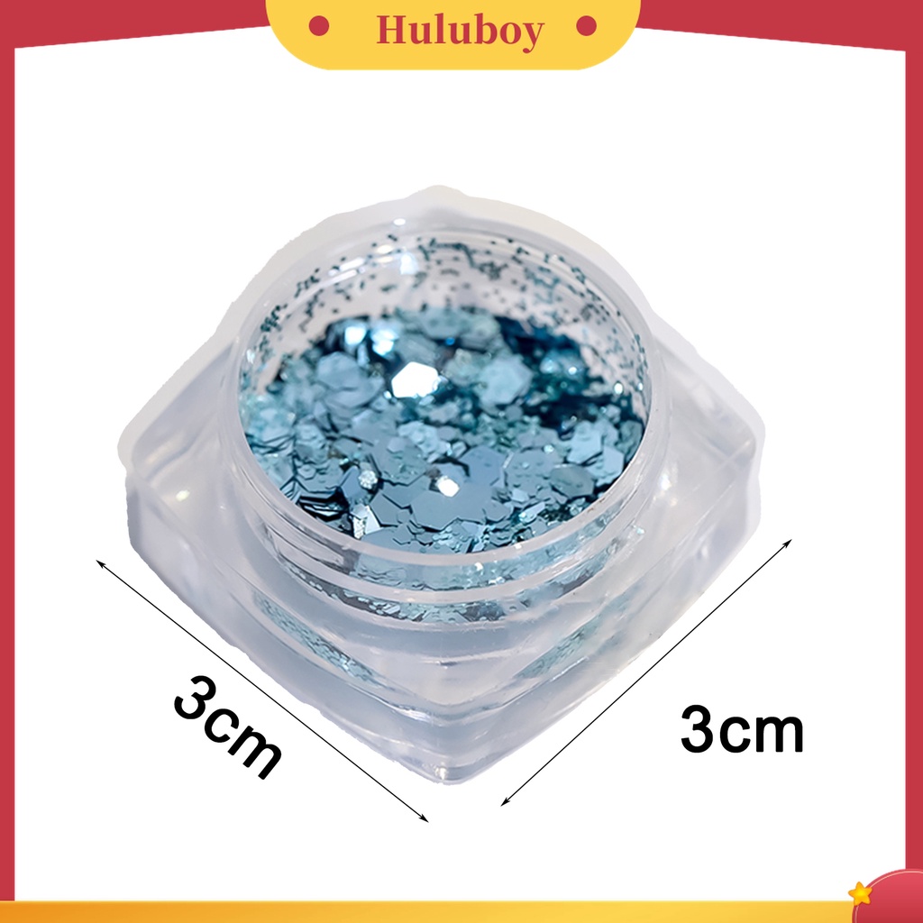 Huluboy Huluboy♡ 2pcs / Set Sequin Glitter Bentuk Hexagon Warna-Warni Untuk Dekorasi Nail Art