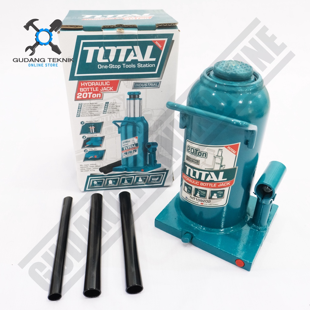 Dongkrak Botol 20 Ton TOTAL THT109202 / Hydraulic Jack 20T TOTAL - Dongkrak Hidrolik THT 109202