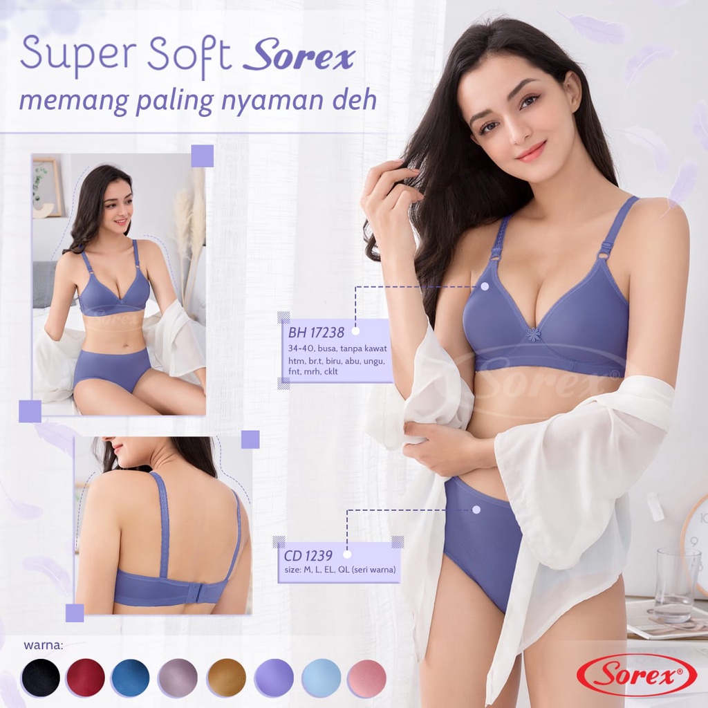 Sorex Bra Wanita - BH 17238 - Busa Cup A - B / Tanpa Kawat - Super Soft - Uk 34 - 40