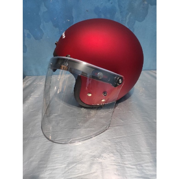 Kaca helm flat visor helm retro Bogo kaca datar iridium silver