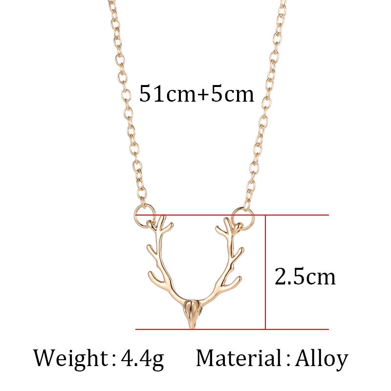 Koren Fashion Christmas Gold Little Antler Deer Head Elk Necklace jewelry for Women