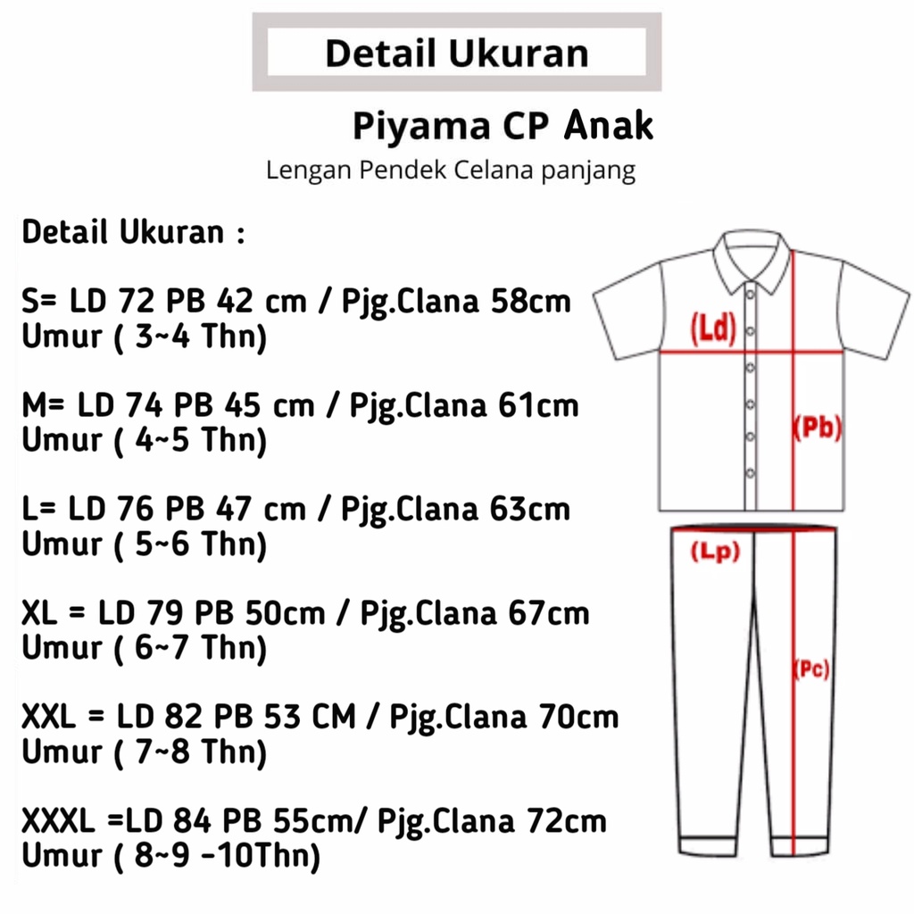 CIAHAW-PIYAMA ANAK USIA 3 TAHUN-11 TAHUN /PAKAIAN ANAK PEREMPUAN BAJU TIDUR