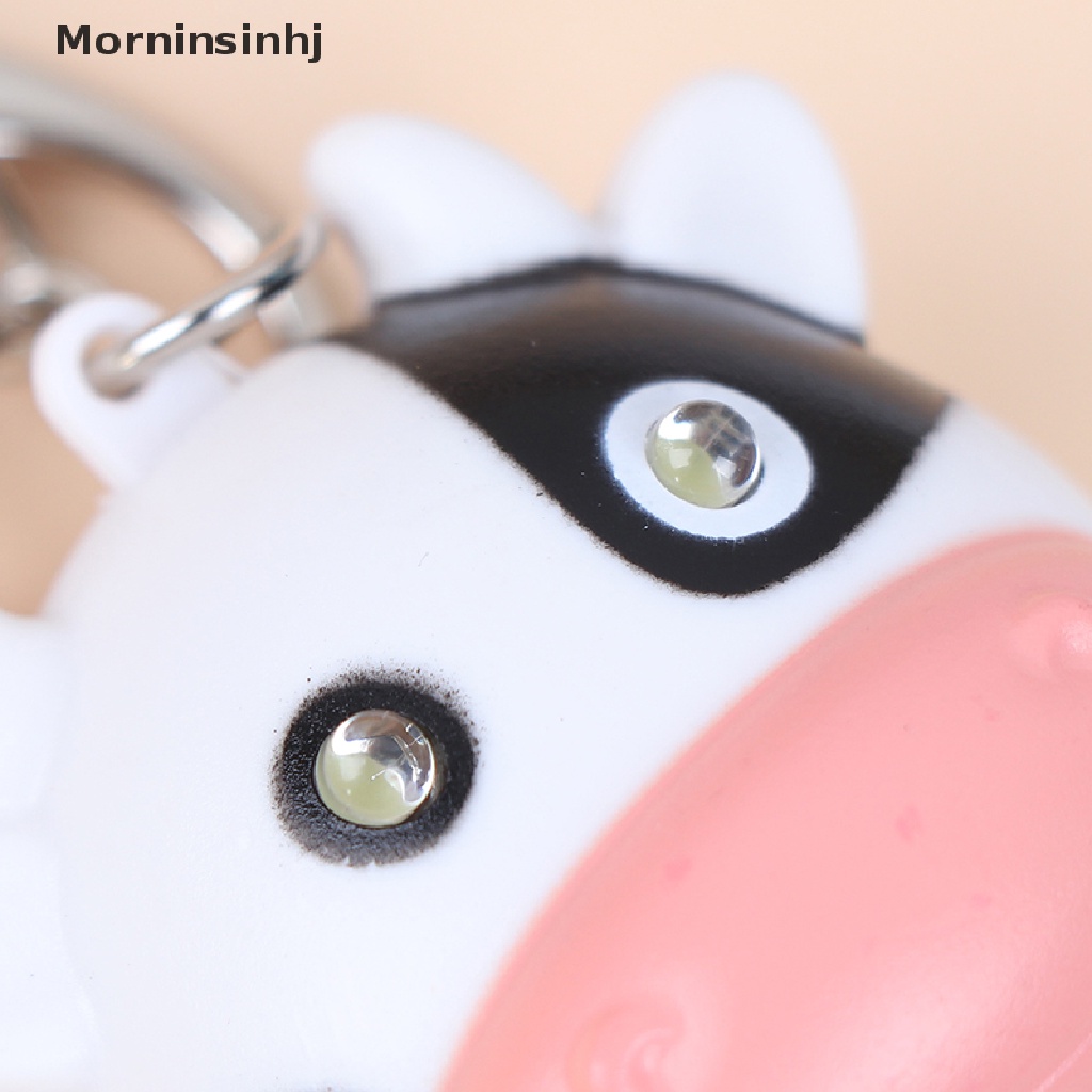 Mornin Keyring Light Liontin Sapi Putih Gantungan Kunci LED Untuk Hadiah Pria id