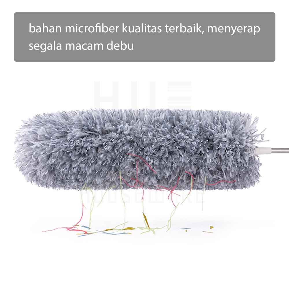 HUGO Kemoceng Alat Pembersih Debu Rumah Teleskopik Bulu Microfiber Gagang Panjang 2,8 Meter Adjustable