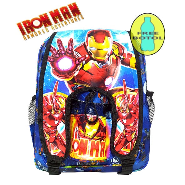 FREE BOTOL !!! Tas Ransel anak Laki-laki Sekolah TK / SD karakter IRON MAN