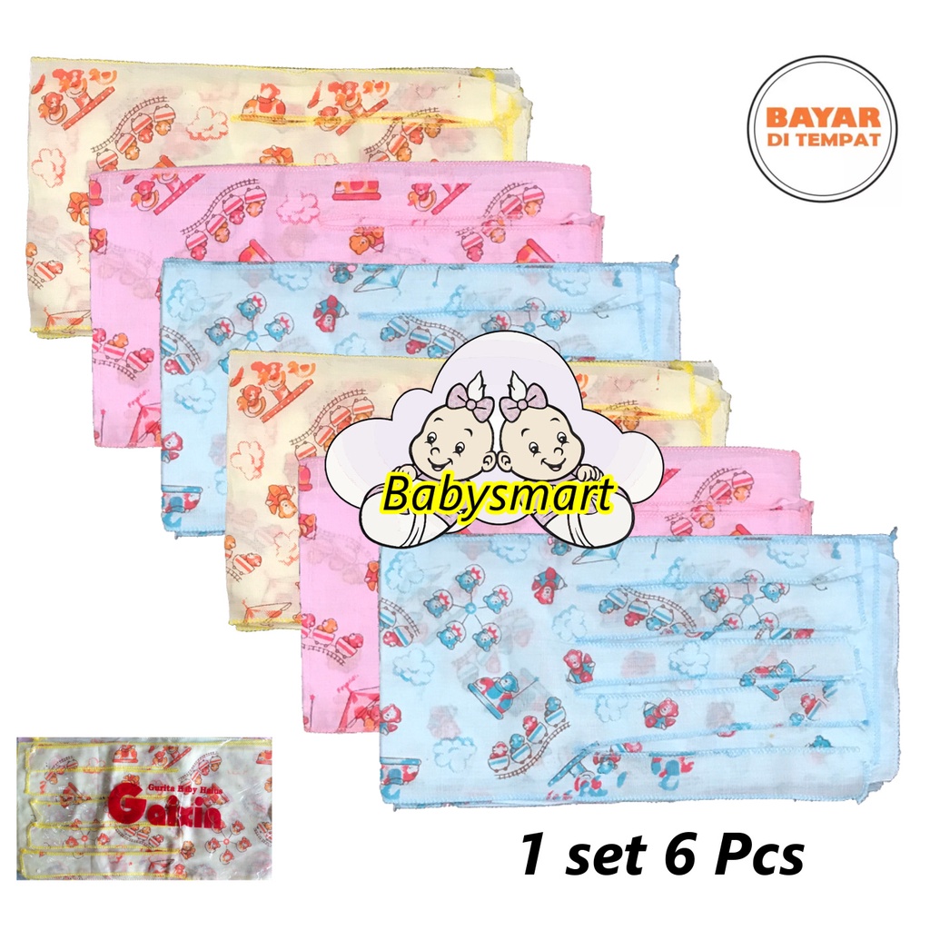 Babysmart - 6 Pcs Gurita/Grito Bayi / Anak Tali MOTIF/SABLON GAIXIN Bahan Katun