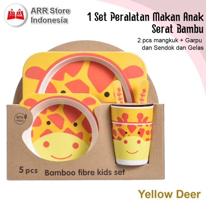 Tempat makan Bayi Gift Babiesfirst Bamboo Feeding Set Tempat Alat Makan Anak Bayi Girrafe