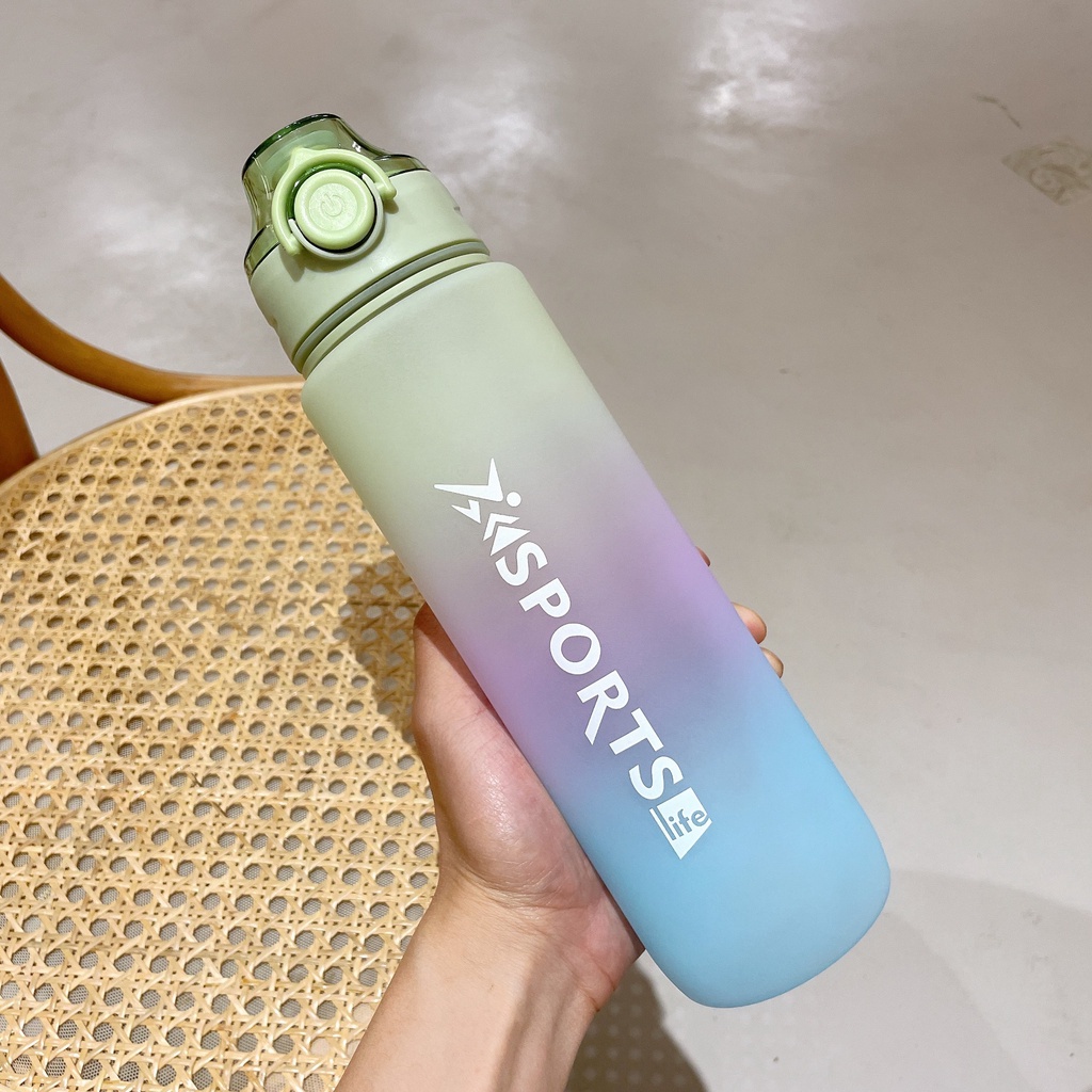 Botol Minum Motivasi 1 liter Tutup Flip Drink Reminder Botol Minum Tumbler Olahraga Sport Unik 1 liter-Green