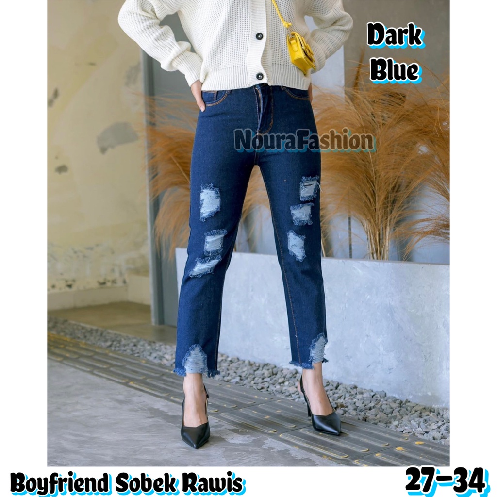 FOLKY BOYFRIEND RIPPED JEANS / BOYFRIEND JEANS SOBEK RAWIS / BOYFRIEND SOBEK LAPIS