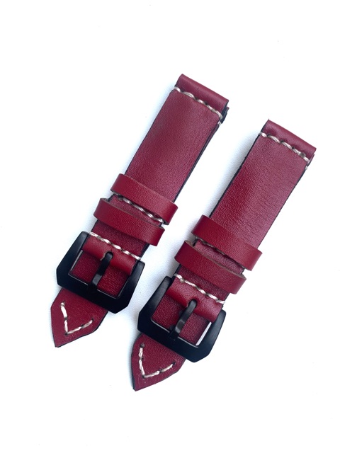 Strap Tali Jam Tangan kulit Sapi Asli vintage maroon handmade