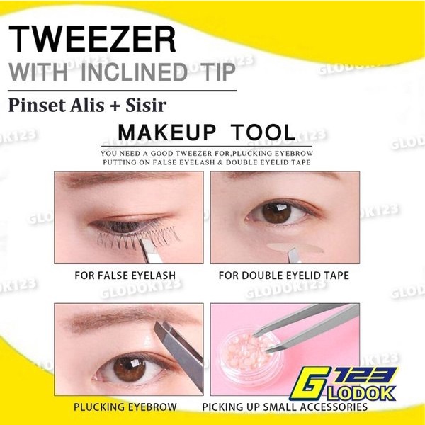 Pinset Cabut Rambut Alis Pasang Bulu Mata Eyebrow Tweezer Stainless