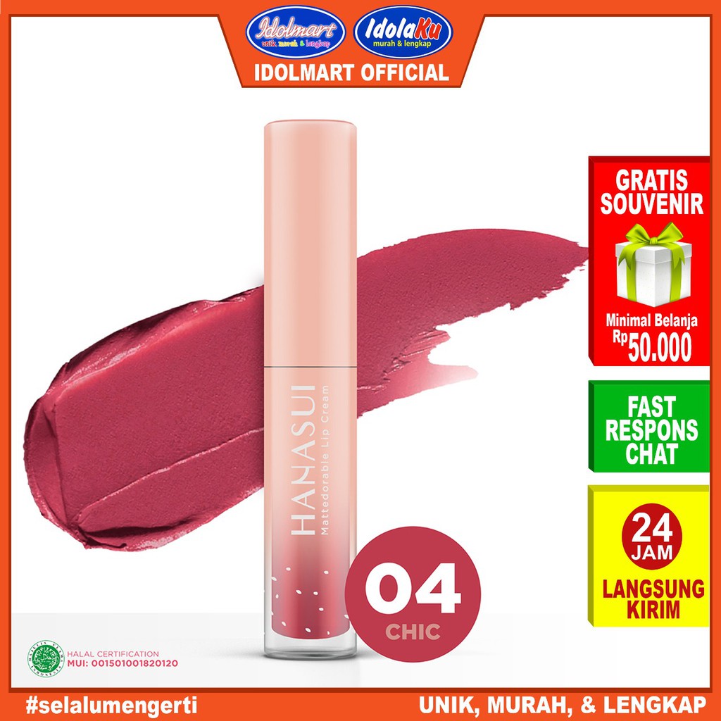 IDOLMART Hanasui Mattedorable Lip Cream - 04 Chic Idolmart Surabaya