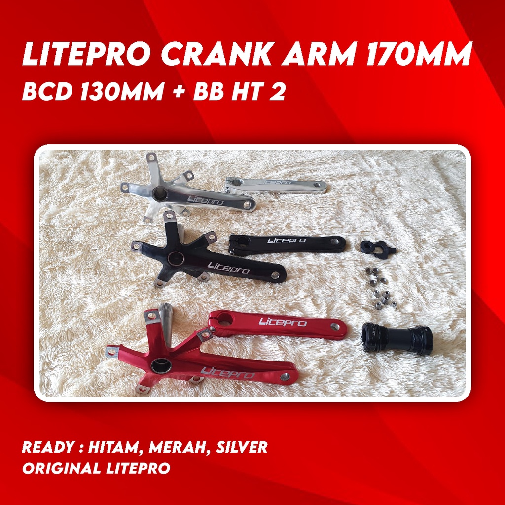 Crank Arm Litepro HT2 BCD 130mm Hollowtech 2 -170mm BB HT2 BCD 130mm Original Sepeda Lipat Seli Balap Road Bike RB