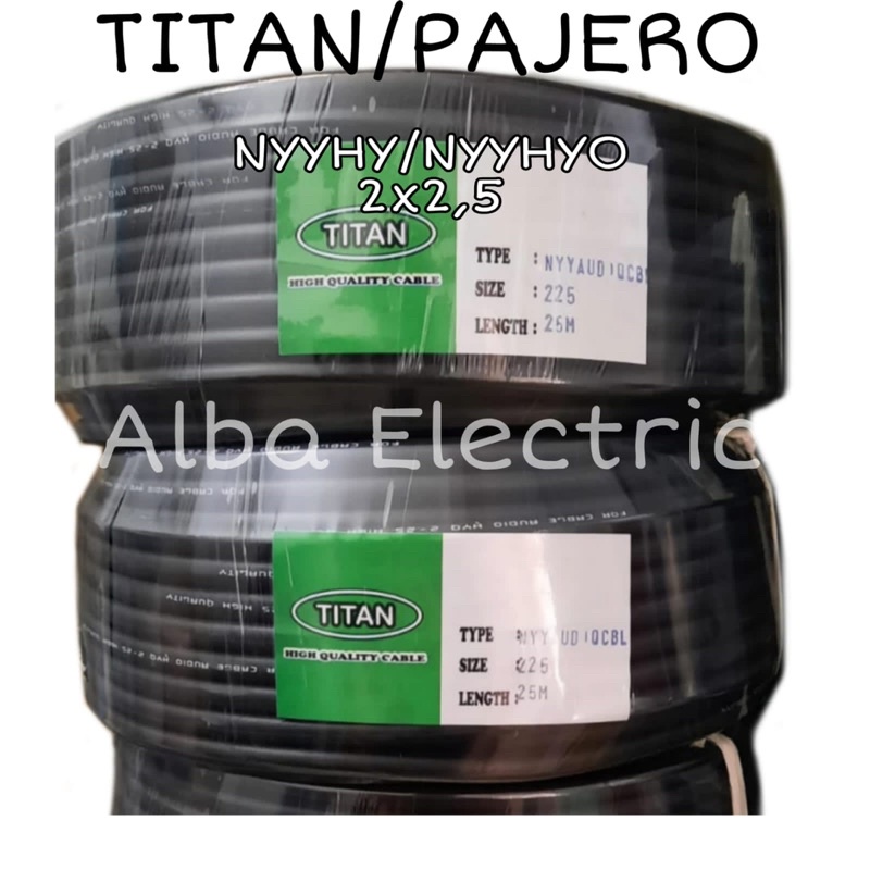 Kabel Listrik 2x2,5 mm 25 m Serabut Hitam NYYHY TITAN Kabel Listrik Audio Serabut Hitam