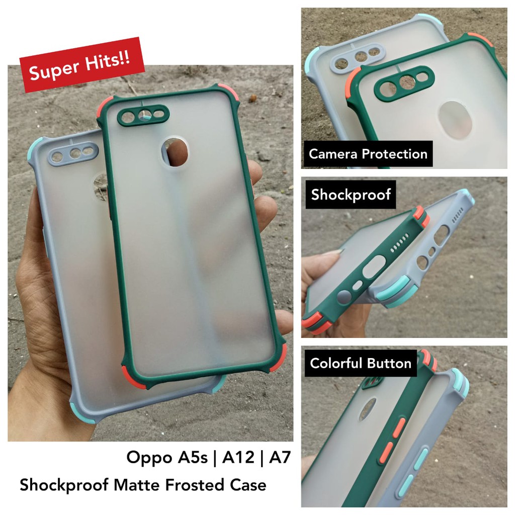 Shockproof Case Oppo A12 A5s A7 F9 Akrilik Dove Matte + 360 Camera Protection Super Hits 2020