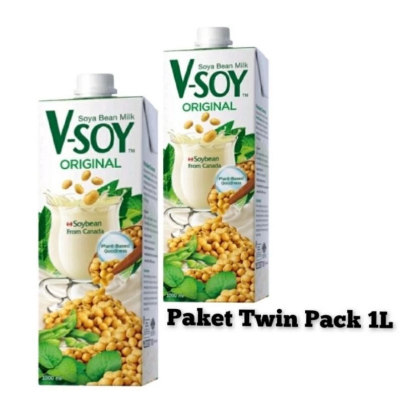

V-soy Original Soya Bean Milk UHT Susu Kedelai Original 1Ltr Twinpack