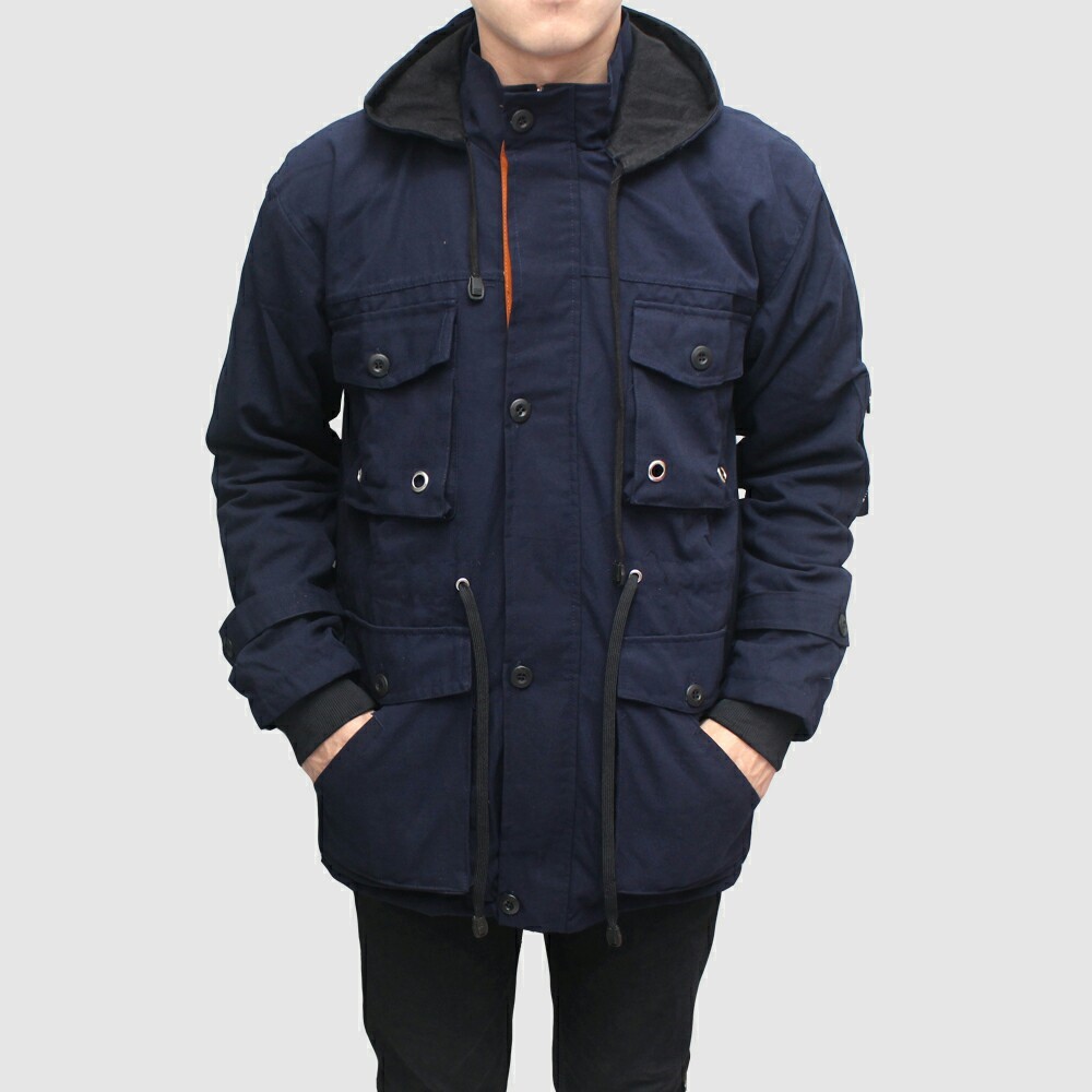 Jaket Parka Jumbo Canvas BGSR Pria Premium Pocket Series - Hitam