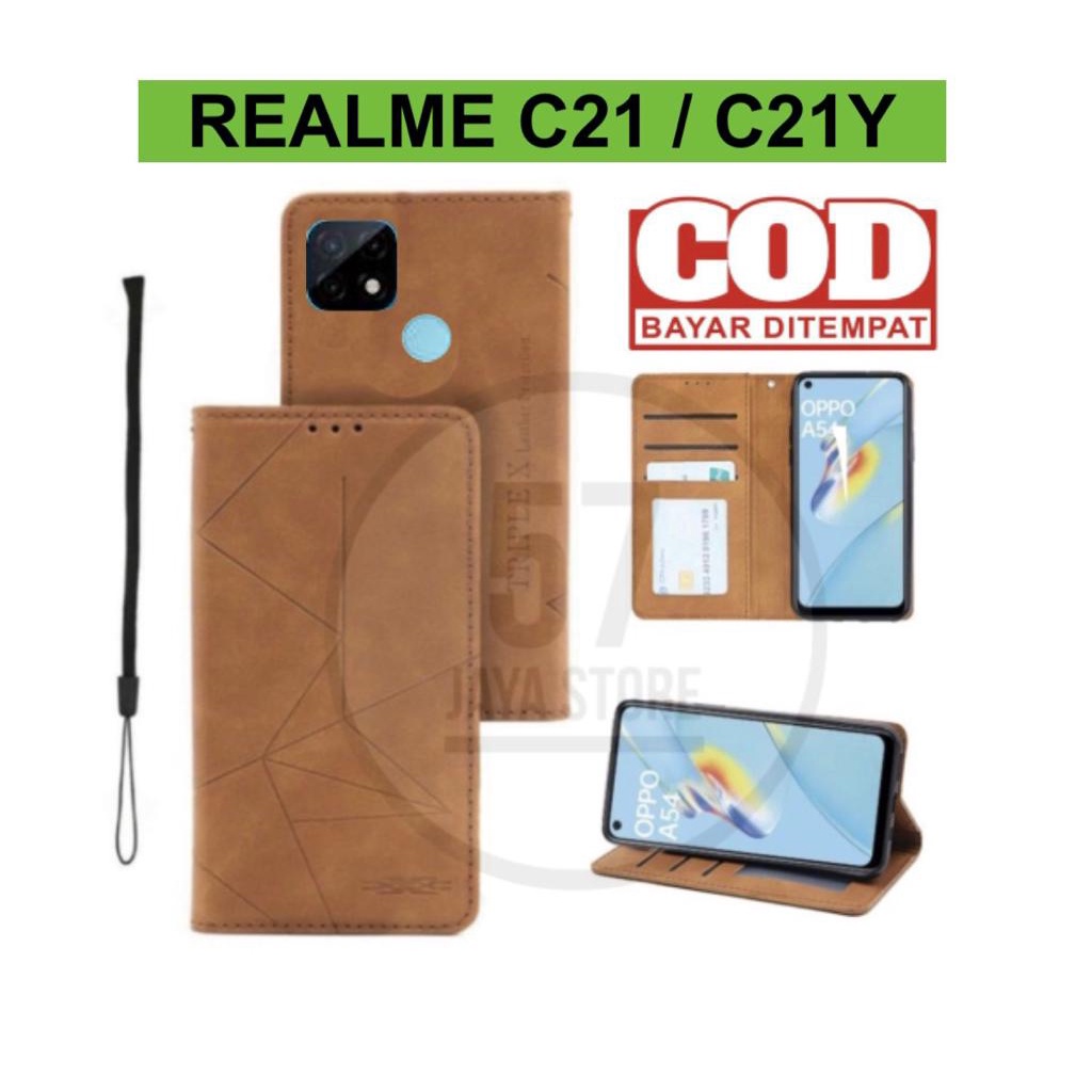 case Realme C21 / C21Y flip case magnet terbaru / sarung hp dompet kulit / leather flip cover magnet