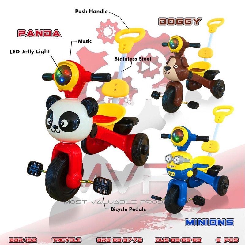 Sepeda Anak Panda Minion Doggy Sepeda Anak Kartun Karakter