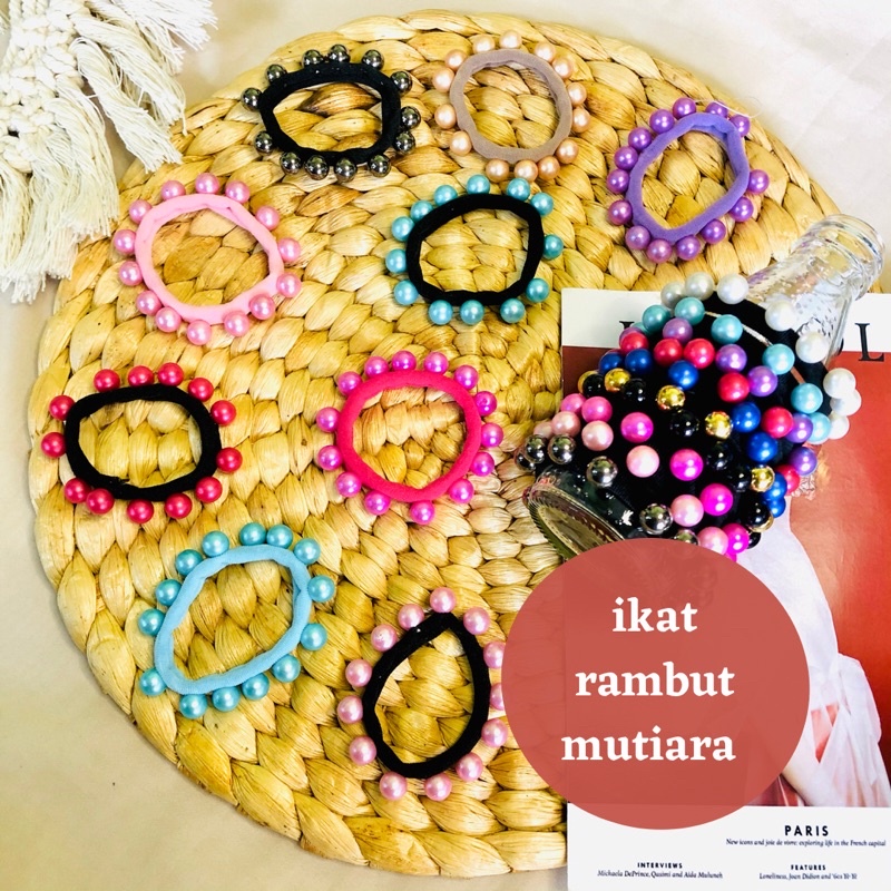 Ikat Rambut Korea Full Muriara Ikat Rambut Korea Mutiara Tali Rambut Korea Gelang Rambut