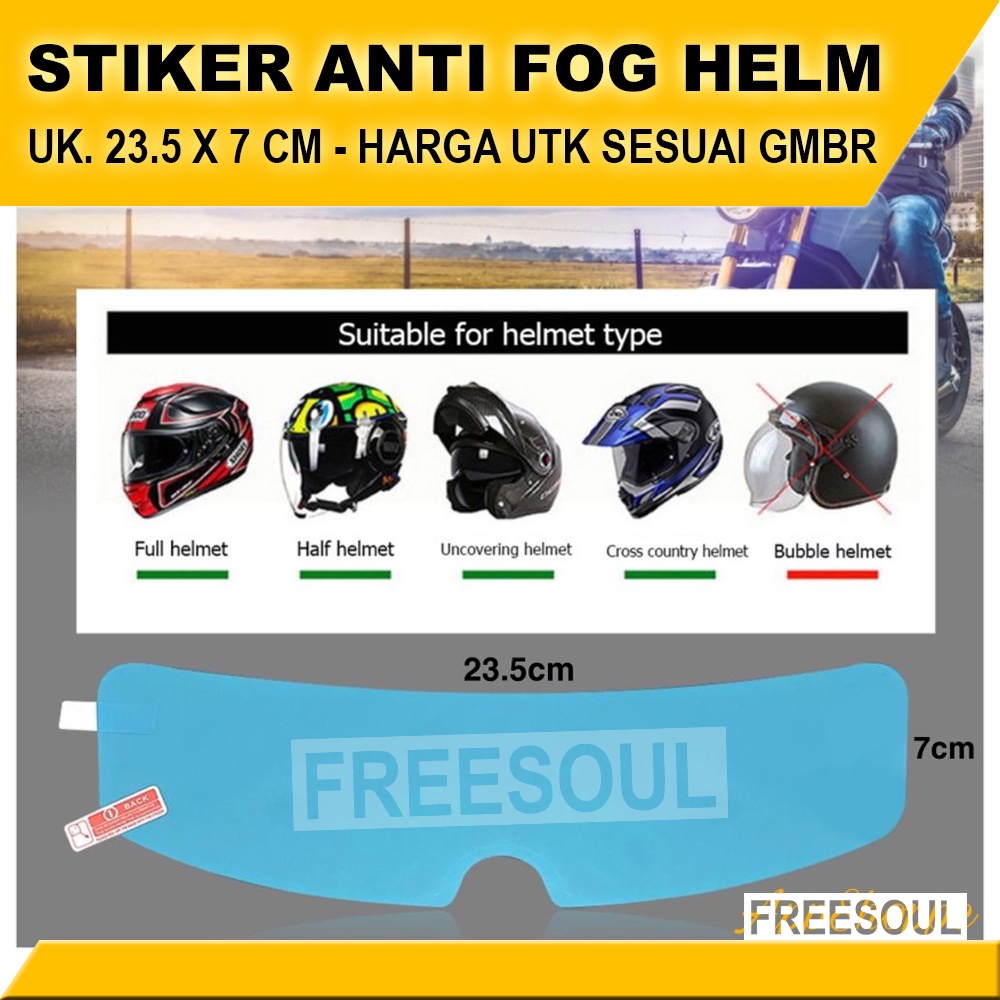 Stiker Anti Fog HELM -  Film Anti Kabut Visor Dalam Helm Air Hujan Clear