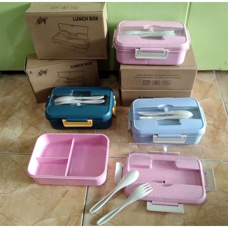 Lunch box/ Kotak Makan 3 Sekat Sendok Garpu GSF G-31003