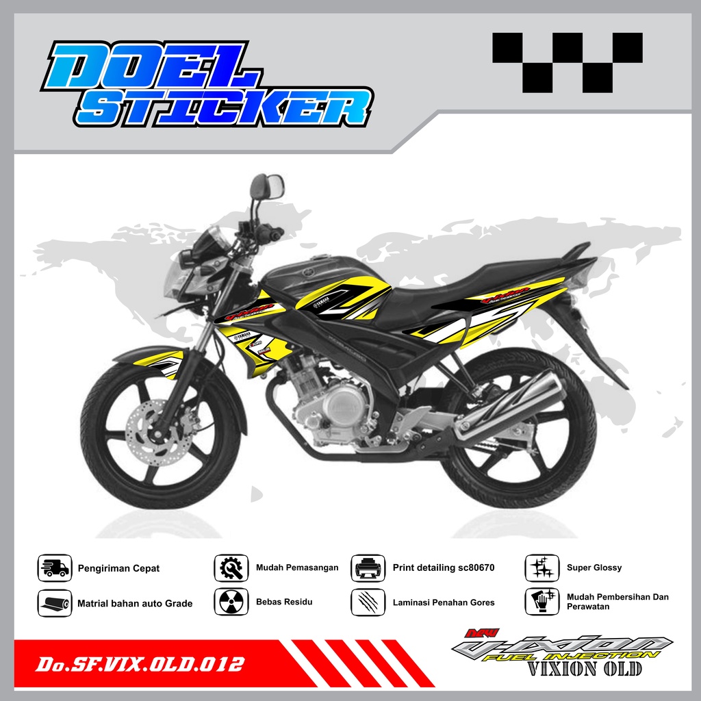 STICKER STRIPING VIXION OLD LAMA - STICKER STRIPING VIXION OLD LAMA 2008-2012 VARIASI HOLOGRAM/PELANGI , CROME DOEL 12