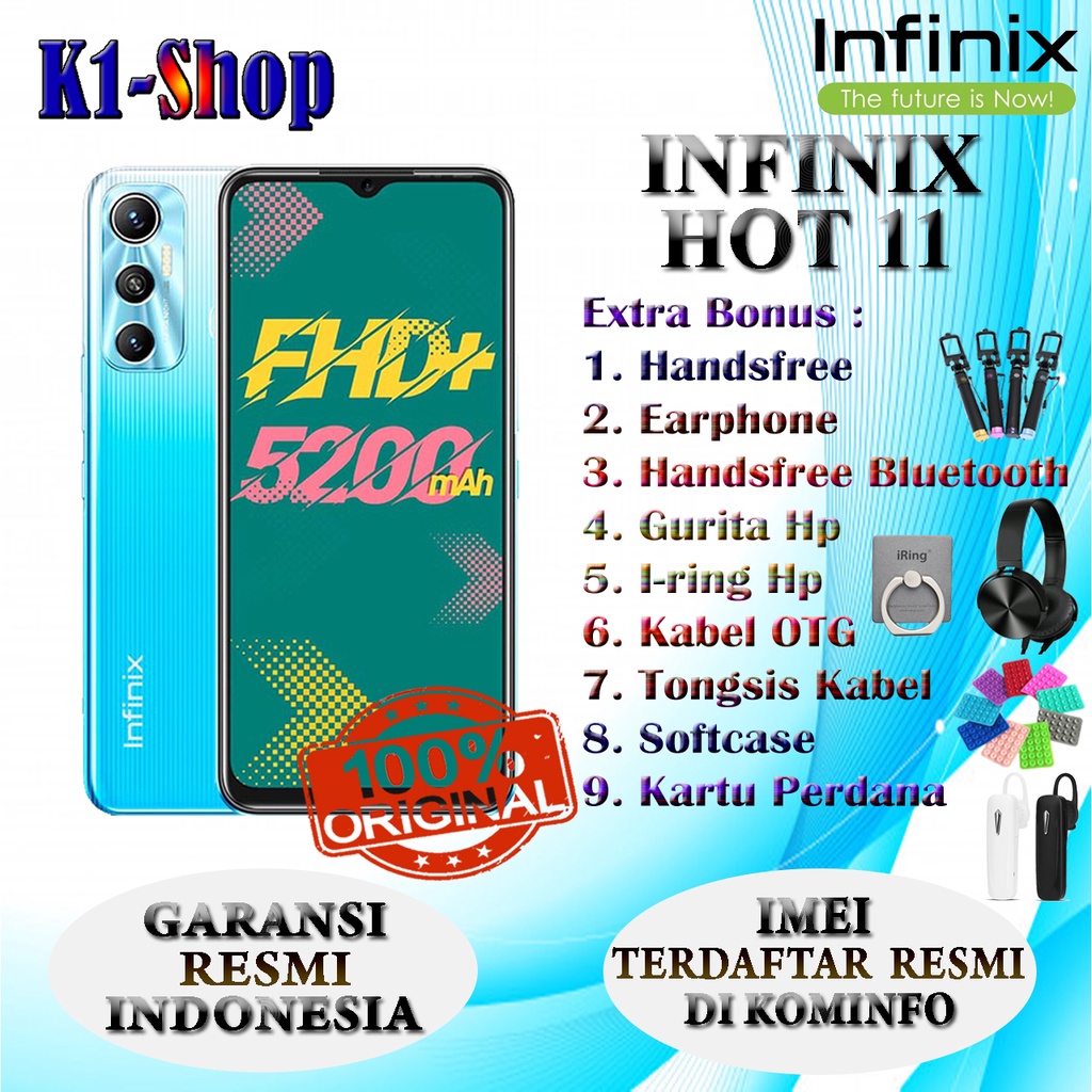 HP BARU INFINIX HOT 11 RAM 4/64 GB GARANSI RESMI INFINIX INDONESIA