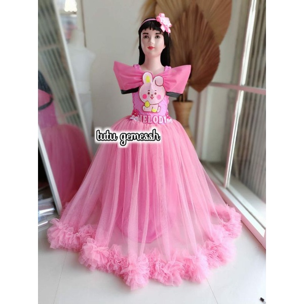 DRESS ANAK BT21 / DRESS ANAK BTS / GAUN ANAK BTS / BAJU PESTA BTS / BAJU BTS ANAK / GAUN PESTA ANAK 
