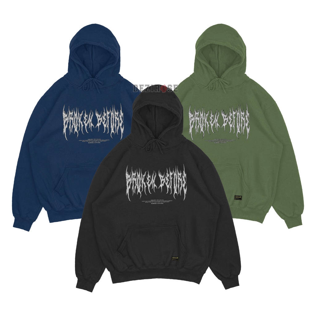 DEZIROSE Sweater Hoodie Broken Before Metal Font Pria &amp; Wanita Distro Fleece Tebal Premium Size M-XXL