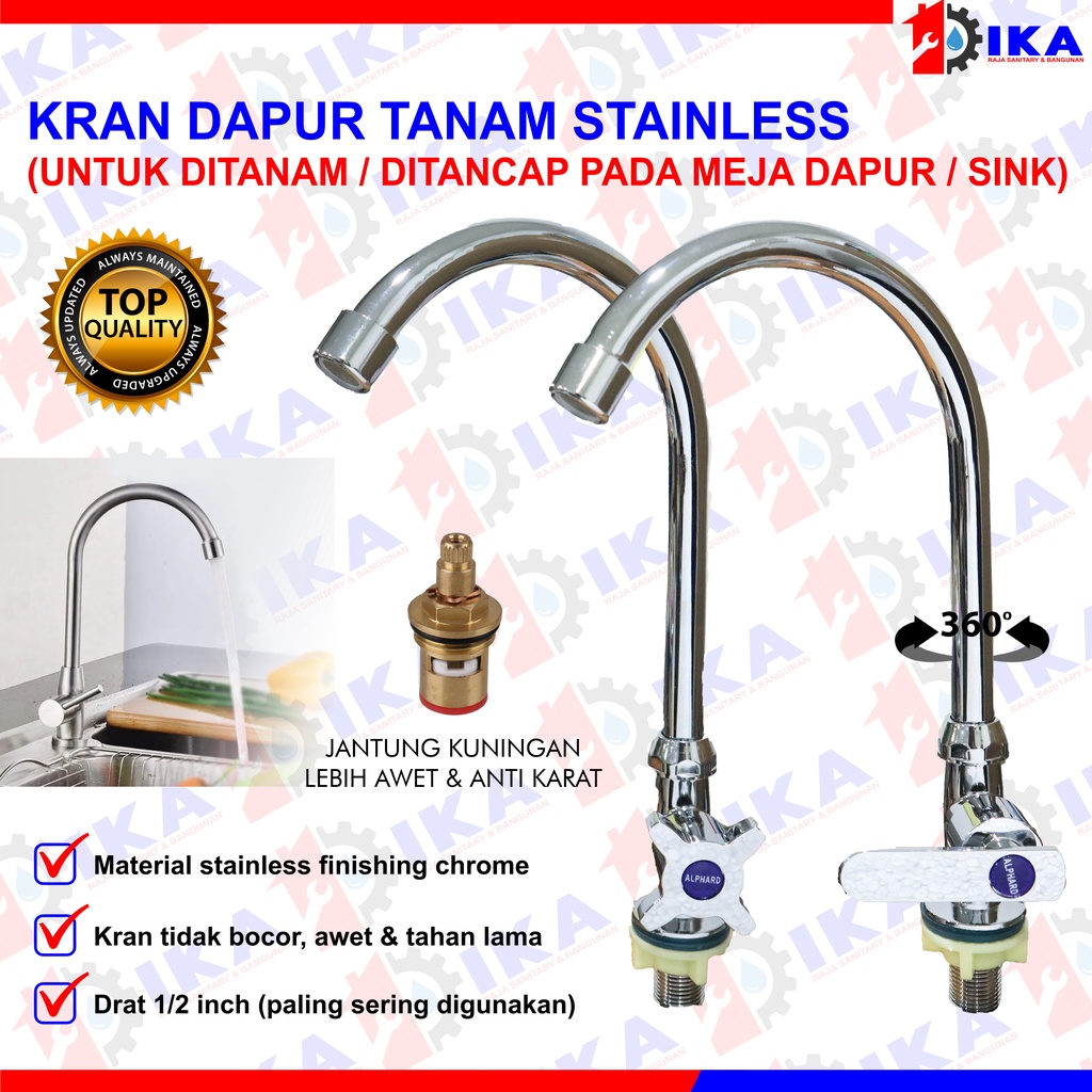 KRAN ANGSA 8111 SINK -KRAN AIR CUCI PIRING - KERAN AIR WASTAFEL- KRAN DAPUR - KRAN MODEL TANCAP DI BAK CUCI TANAM