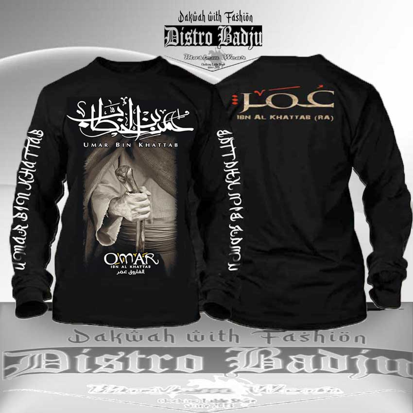 Kaos Santri Lengan Panjang Pria Khulafaur UMAR BIN KHATTAB Orange