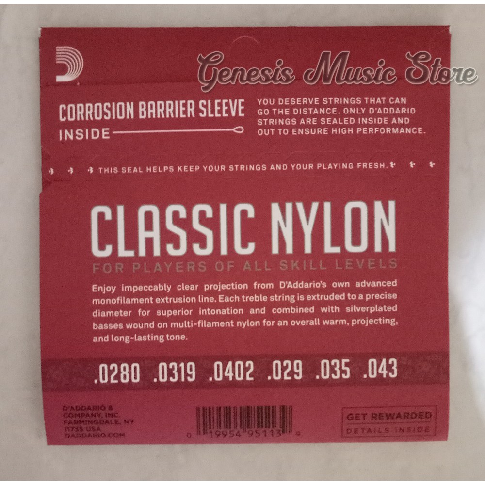 Senar Gitar Classic Nylon D'Addario EJ27N Original / Daddario Klasik Nilon EJ 27 N Ori